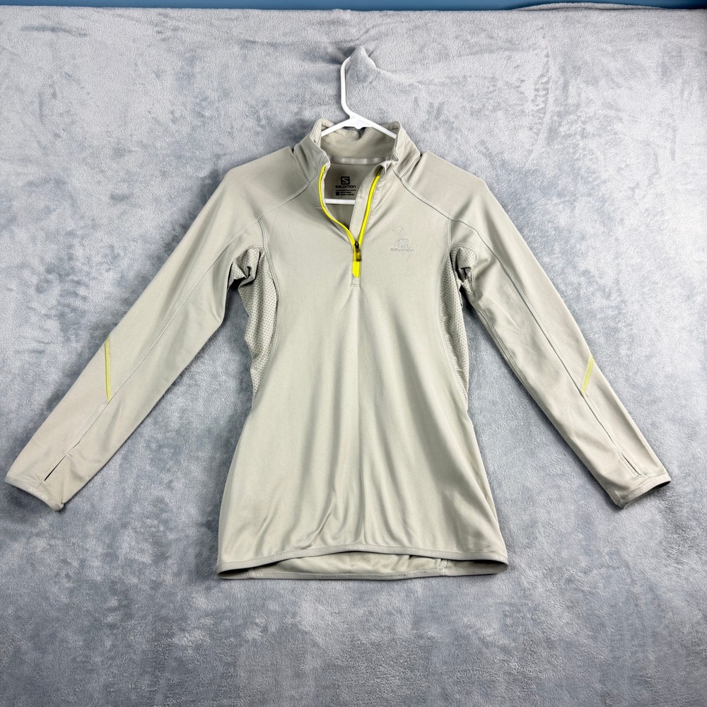 Salomon Womens XS Gray Quarter Zip Pullover Thumbhole Gorpcore Utility Top